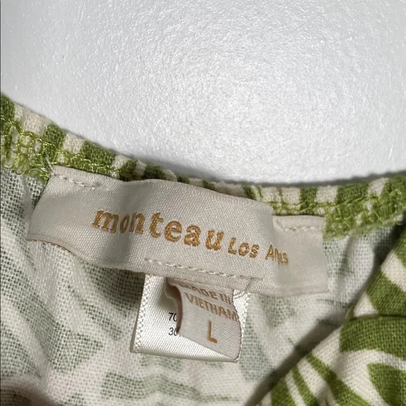 Green Leaf-Print Sleeveless Midi jumpsuit with Belt Size L NWOT - Picture 6 of 9